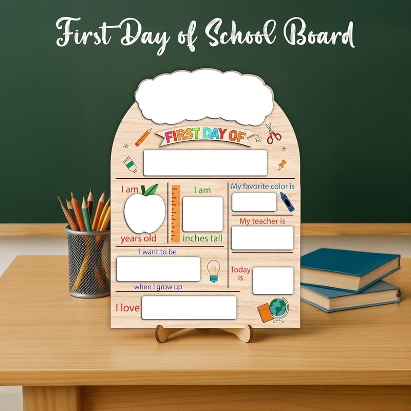 Musemory First Day Last Day of School Board Sign for Kids, First Day of Daycare Sign, Back To School Board Sign, Forst Day of School Sign, First Day of School Board - Back to School Kids Supplies Preschool - Image 5